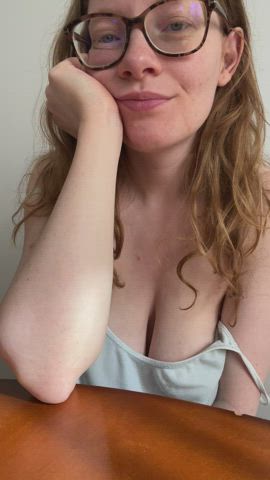 In case someone is into busty redheads with nerdy glasses! : video clip