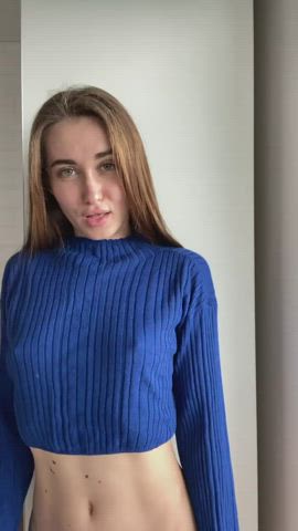 I really want to fuck. Can you tell by looking at my nipples sticking out from under my sweater? : video clip