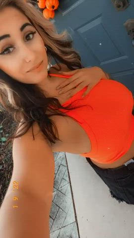 Can you put your big cock between my tits daddy ? : video clip
