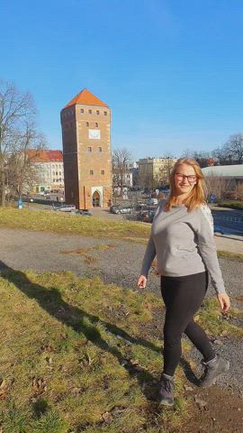 Simply put, a modest girl with less modest big boobs on a walk. Heh : video clip