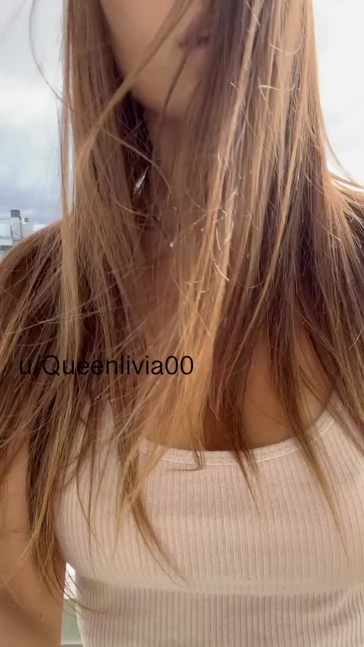 Cloudy sky but enough warm to get naked and show my boobs : video clip