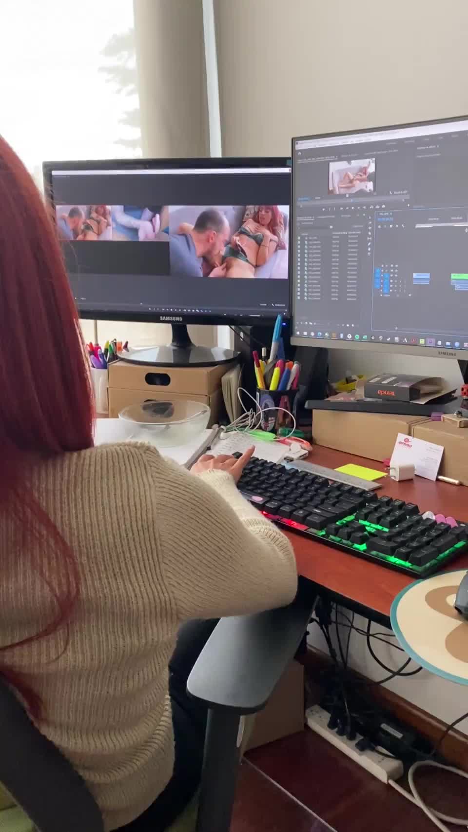 Working hard to edit my own videos : video clip