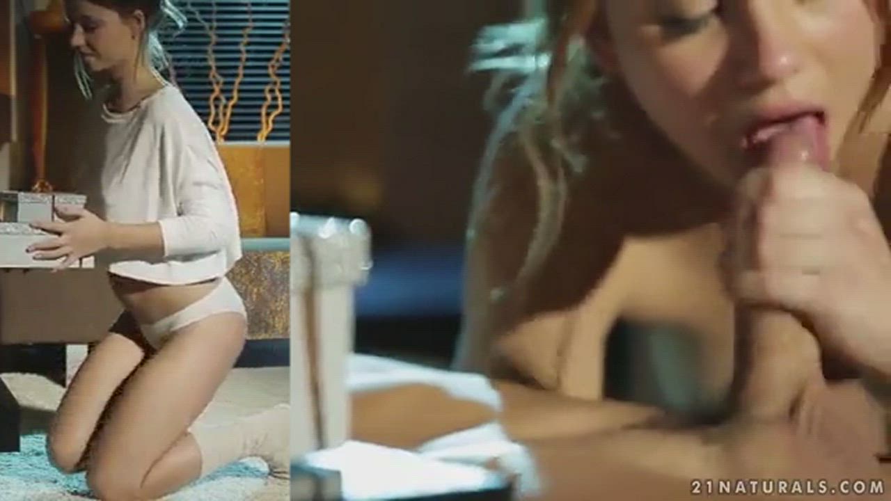 Taylor Sands with a Christmas gift for her man : video clip