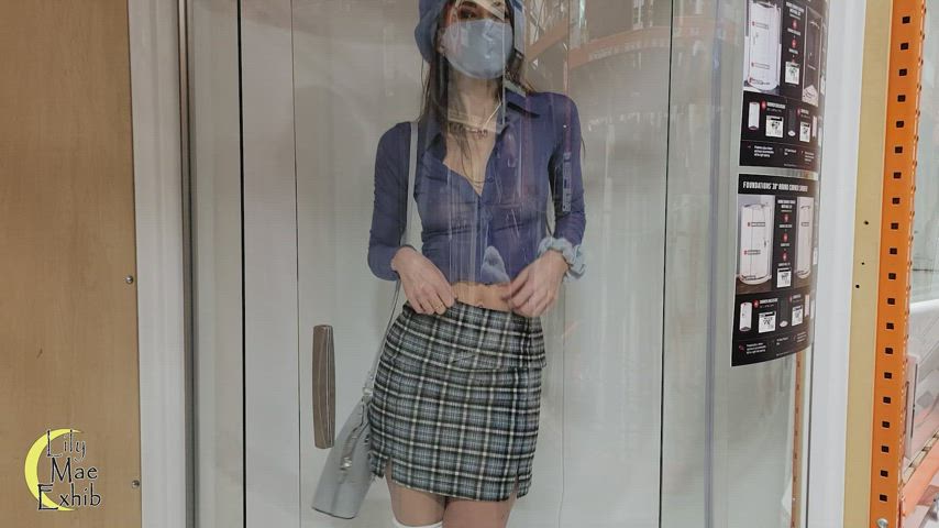 Testing out a shower at the hardware store. Maybe they should hire me to sell them! [gif] : video clip