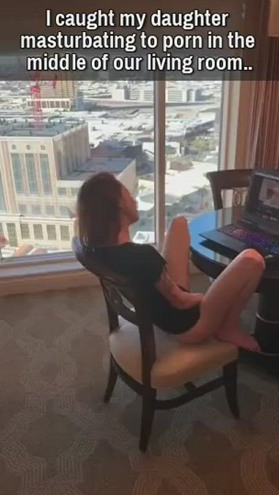 Caught my daughter masturbating so I came on her. : video clip