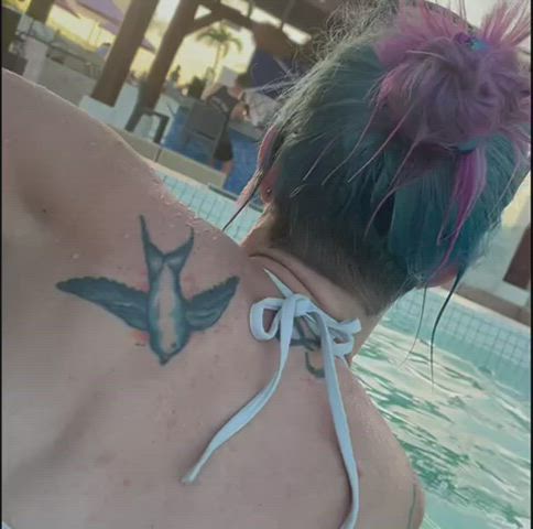 He wouldn’t give me my bottoms back until I stood up in front of everyone at the hotel pool! I think only one guy caught me 🙈 [gif] : video clip