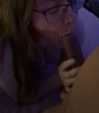 He gets so hard when I lick up and down his cock 🖤 : video clip