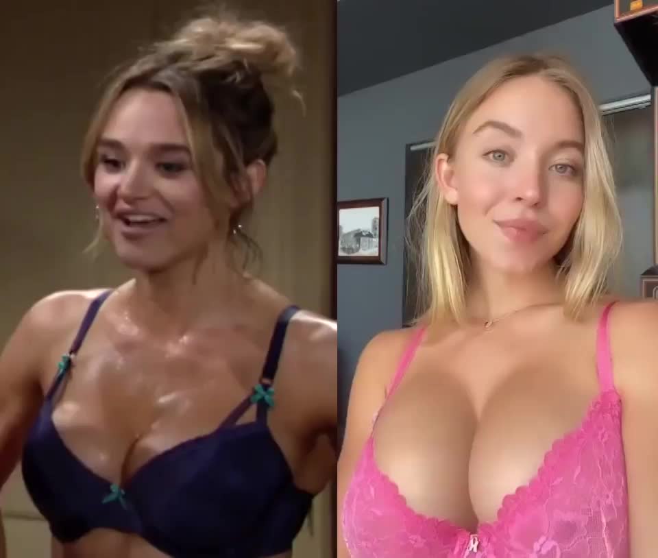 Which rack do you prefer for a tittyfuck: Hunter King or Sydney Sweeney : video clip