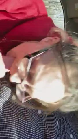Sucking it all out to show me before she swallows. : video clip