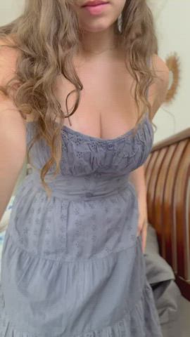 Would you mind if I just take this dress off... Excuse my bouncy boobs ;) : video clip