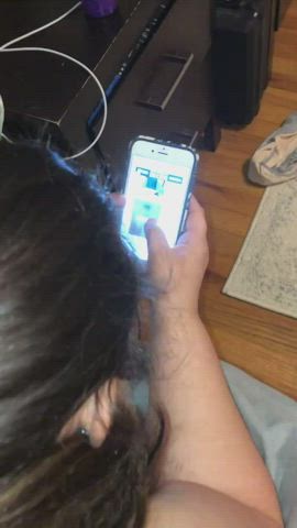 Sexting other guys while he uses me! : video clip