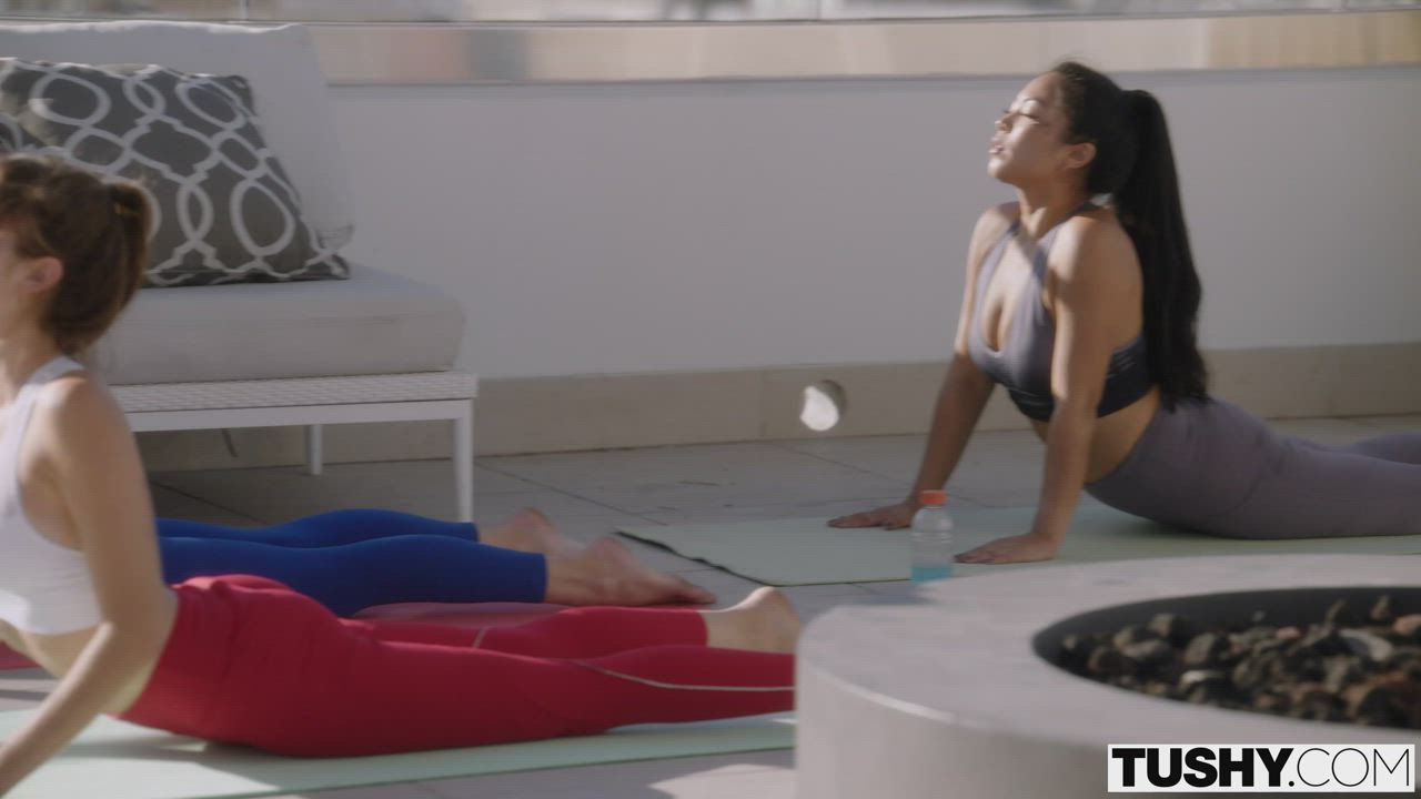 Cheating GF Kenna James Threesome Yoga Anal Porn GIF by pornotree.com : video clip