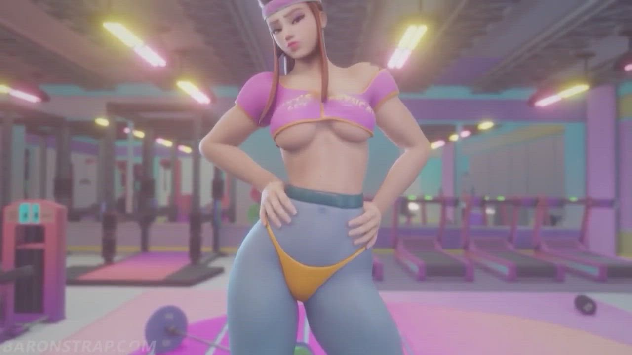 Sombra spotting Brigitte on the Squat Rack (BaronStrap) [Overwatch] : video clip
