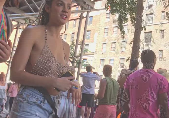 Sheer top in public : video clip