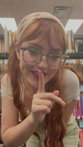 Here’s me giving you a striptease in the back of the library, can I get a book recommendation in return? . [GIF] : video clip