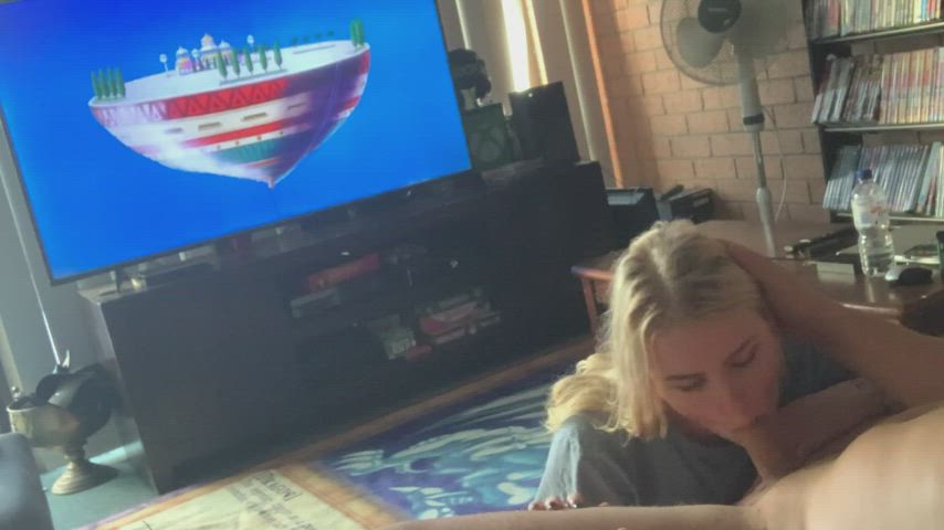 You just sit back and watch some DragonBall Z, while I suck your cock 😘 : video clip