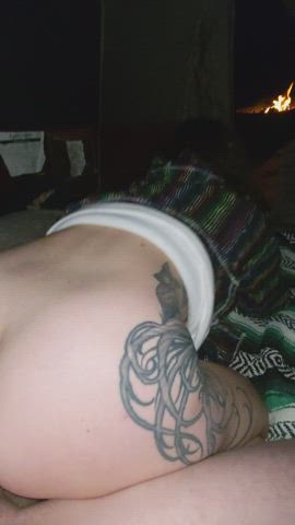 Slamming my ass on his cock while camping with friends - they're all asleep! : video clip
