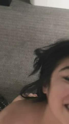 Cute Asian Girl Happily Taking a Huge Load on Her Face : video clip