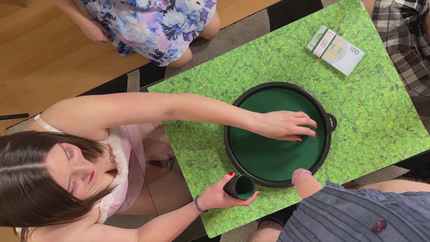 Try not to Cum: Amateur CFNM Style 3 Girls 1 Boy Handjob Challenge with Dice Throwing : video clip