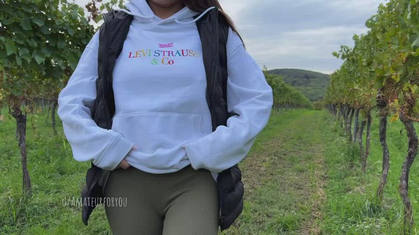 Grape picking and my boobies [gif] : video clip