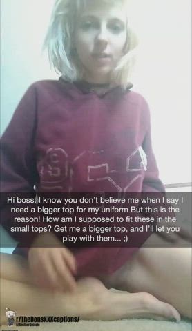 Your girl hates showing off the goods to the customers but would love to let her boss play... : video clip