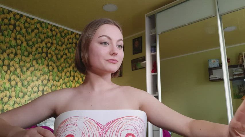 Sexy painter and her artwork : video clip