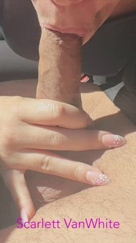 Giving a car BJ and choking on a huge cumshot down my throat!! : video clip