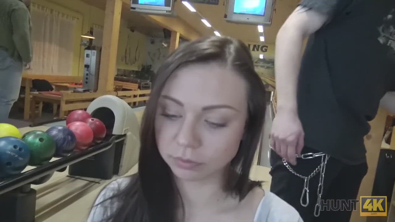 HUNT4K. Cuckold allows guy please his cute GF right in bowling club : video clip