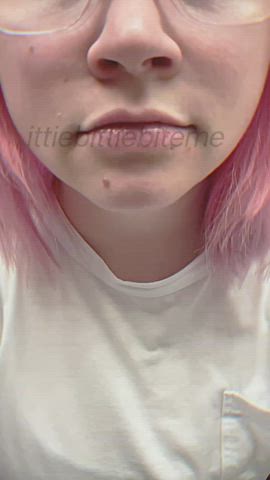 Pink haired pale girl with cum dripping from mouth : video clip