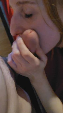 Can you tell how much I love having a dick in front of my face? 😋 : video clip
