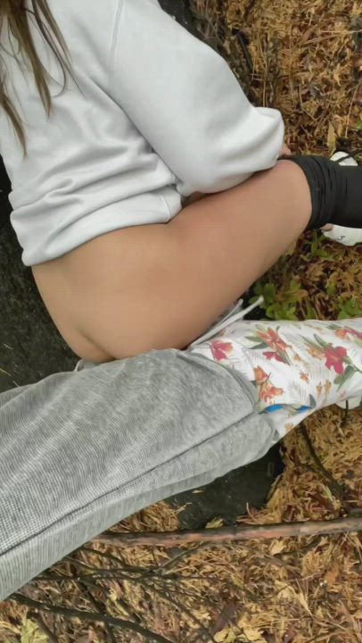 He dared me to walk back to the car past other hikers with cum dripping through my pants 🙊 [gif] : video clip