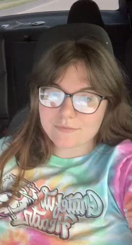 Flashing my H cups on the highway back home :) : video clip