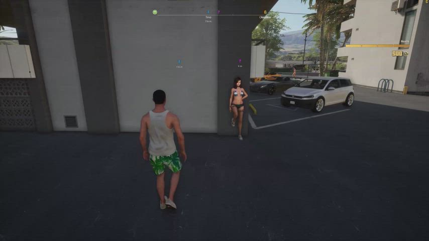 Street blowjob with a tattooed girl (SunBay City Game) : video clip