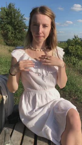 the sun caresses my nipples and my pussy gets wet : video clip
