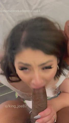 Telling my husband that he likes watching me suck a BBC [Sound on, click redgifs link] : video clip