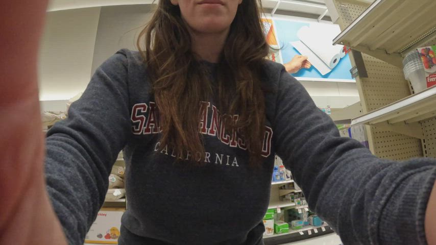 Showing off my H cups at Target. Hope you don't mind! : video clip