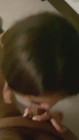 Latina wife on her knees for old friend : video clip