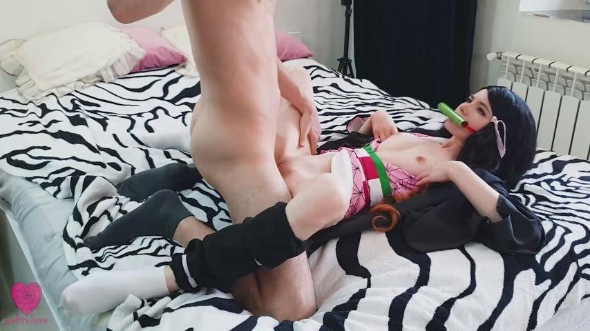 Cute house demon Nezuko fucked missionary : video clip