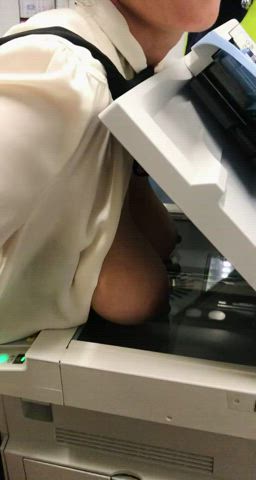 Selfie photocopying my tits in the office [GIF] : video clip