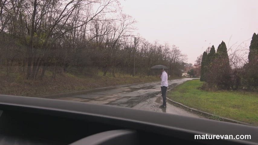 Mature mom with a young couple inside a van : video clip