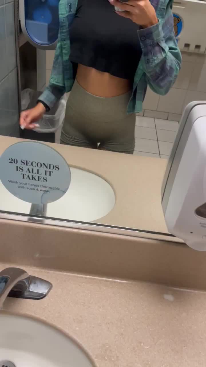 Pulling my tits out at the mall bathroom. Wonder if the woman in the stall watched me through the cracks 😅[GIF] : video clip