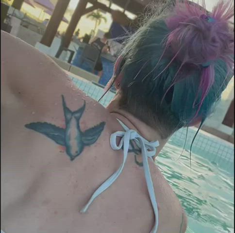 He wouldn’t give me my bottoms back until I stood up in front of everyone at the hotel pool! I think only one guy caught me 🙈 [gif] : video clip