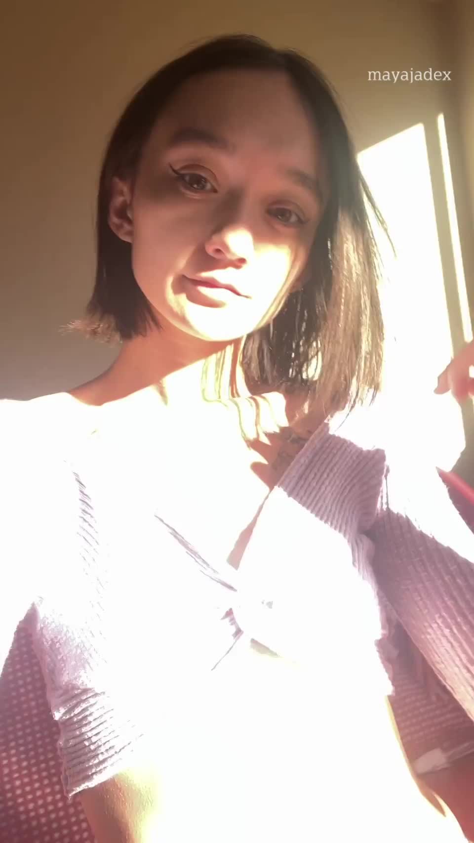 petite boobs enjoying afternoon sun ☀️ : video clip