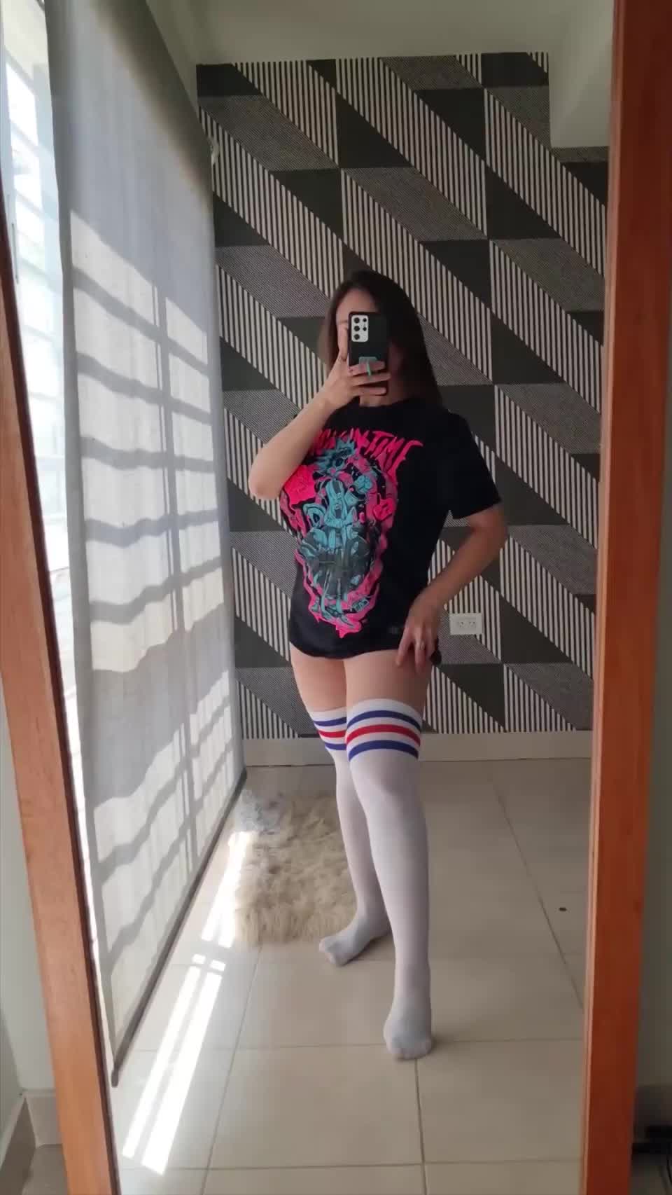 Can the thigh highs stay on while we fuck?😈😈 : video clip