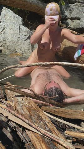 Taking my bull for a ride at the hot springs! [GIF] : video clip