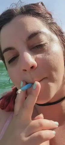 Inhaling the cannabis before the cock. I wonder if the Americans saw us wild Canadians : video clip