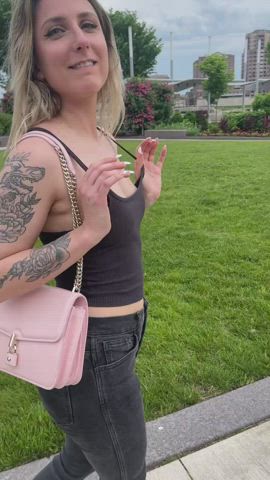 Taking my tits out for a walk [gif] : video clip