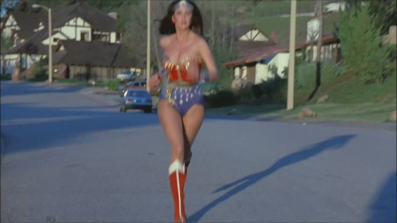 Lynda Carter's big tits look amazing in her Wonder Woman costume. : video clip