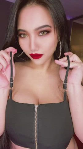 would you prefer to finish on my cute Asian face or on my big natural tittys? : video clip