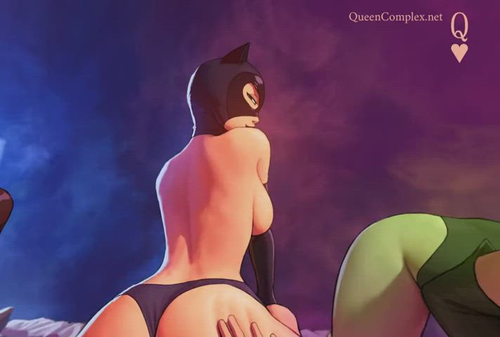 360 VR gangbang with Catwoman, Poison Ivy, Batgirl & Harley Quinn (QueenComplex) [Batman, DC] : video clip